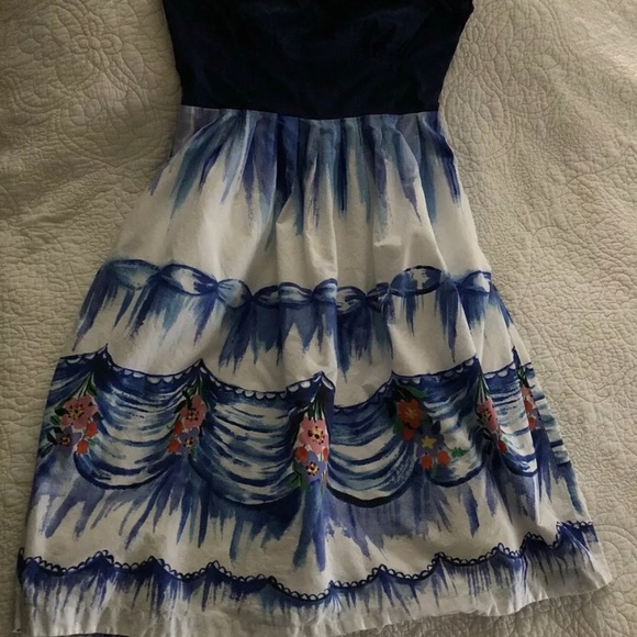 2/$24 🌻 Anthropologie Nathalie Lete Paris Size ? Strapless Blue Floral - Picture 5 of 11
